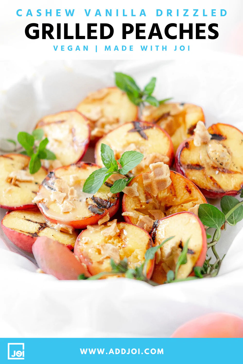 Grilled Peaches with Cashew Vanilla Drizzle
