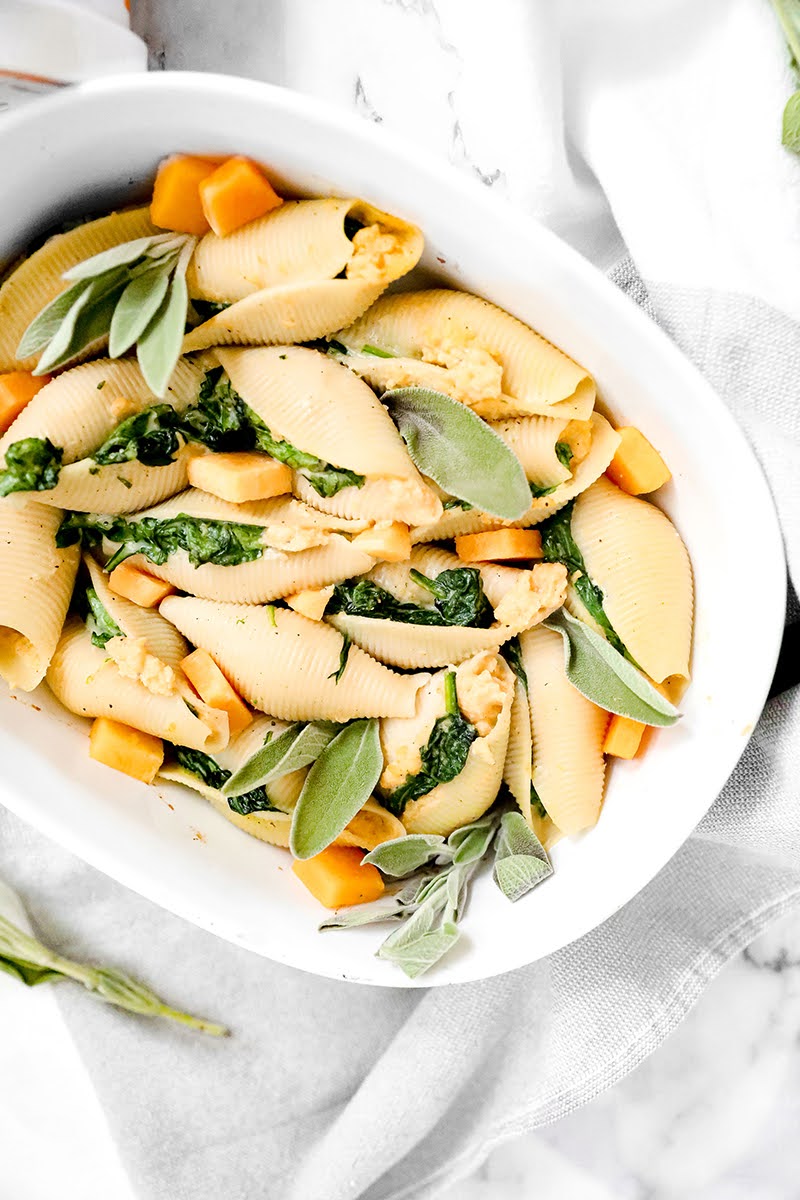 Quick & Easy Vegan Butternut Squash & Spinach Stuffed Shells