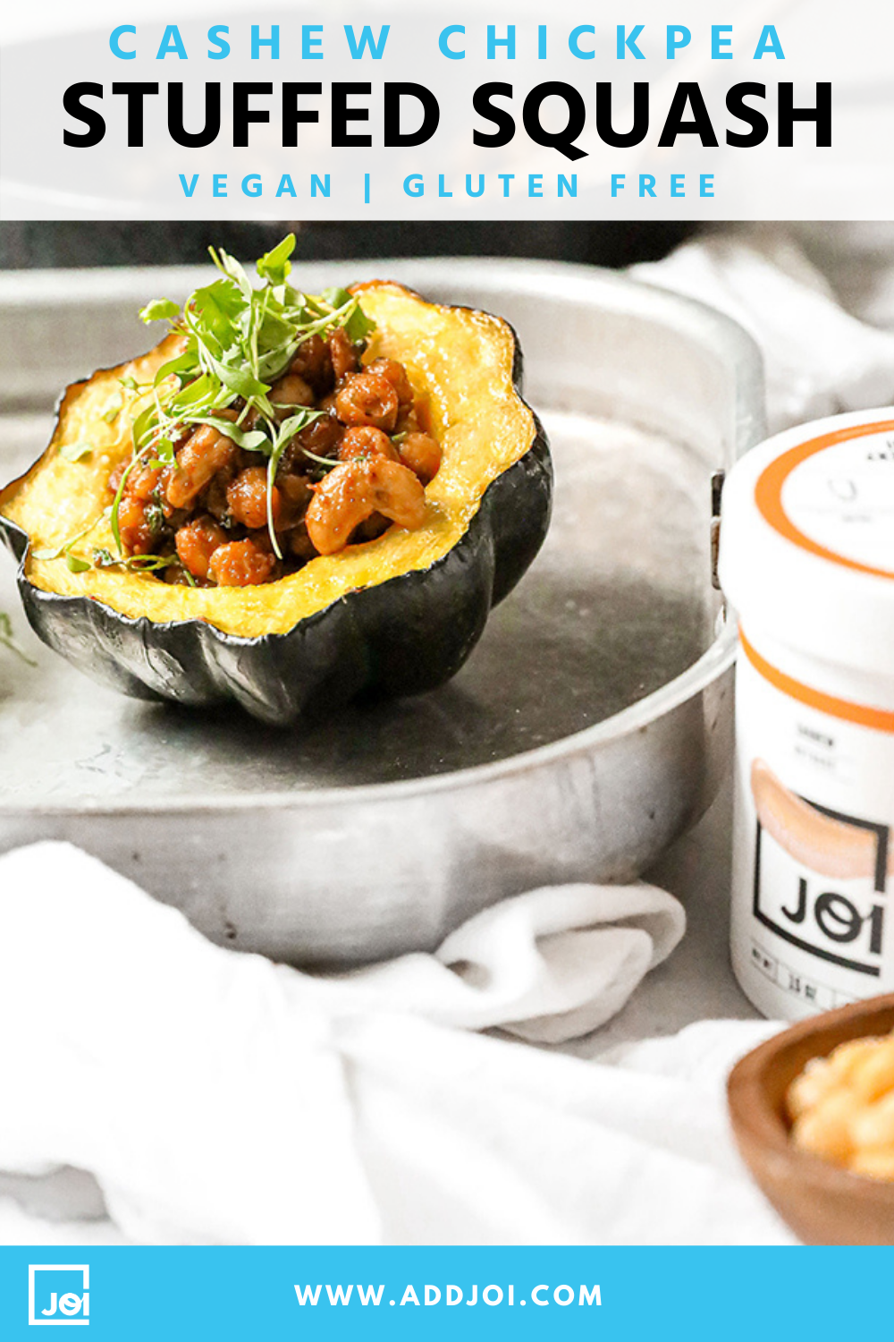 Cashew Chickpea Stuffed Squash | Vegan | Gluten Free | Made with JOI