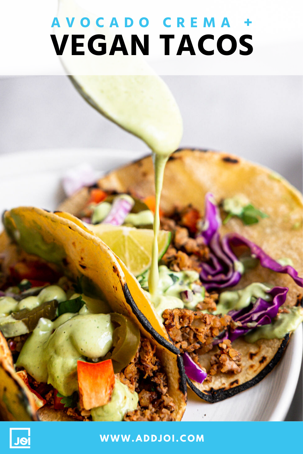 Vegan Tacos With Avocado Crema