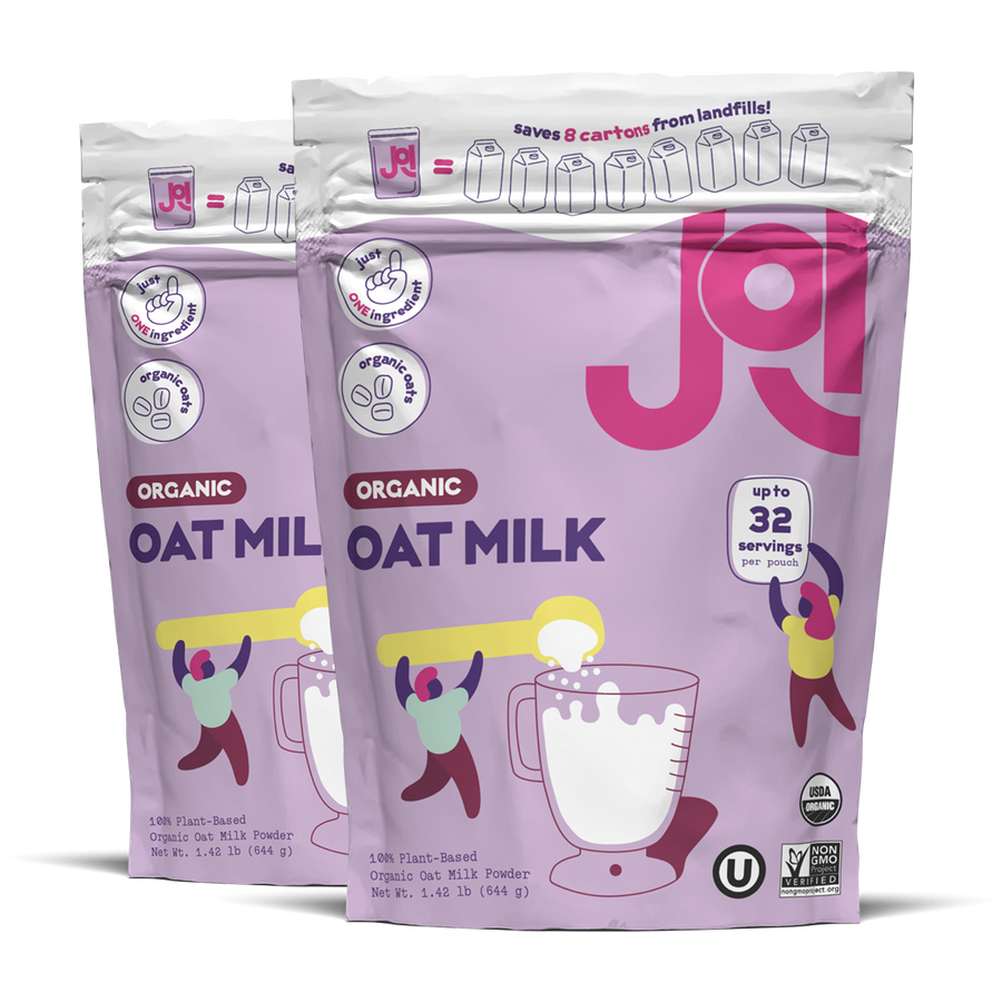 Two pouches of organic oat milk powder