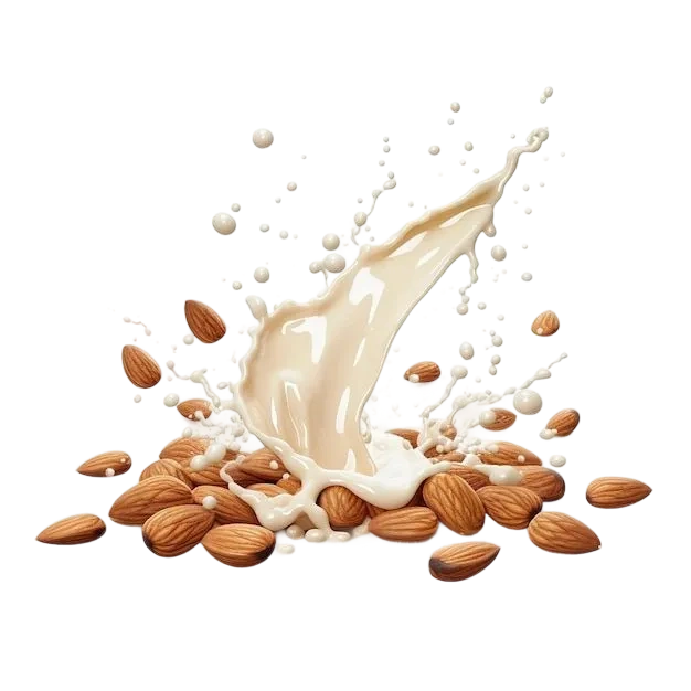 Almonds splashing