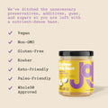 A single jar of JOI Cashew Milk Base, a plant milk concentrate, is displayed alongside a list of its benefits, including vegan, Non-GMO, and Whole30 Approved.