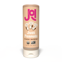 A beige JOI Organic Peanut Base cylinder with a white pump, featuring peanuts and 
