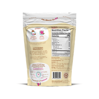 Back view of a food packaging with nutritional information and ingredients listed.