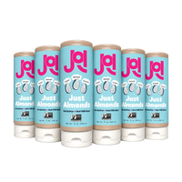 Six JOI Almond Base squeeze bottles, with blue labels featuring "Just Almonds" and "Non-GMO Project Verified" seals.